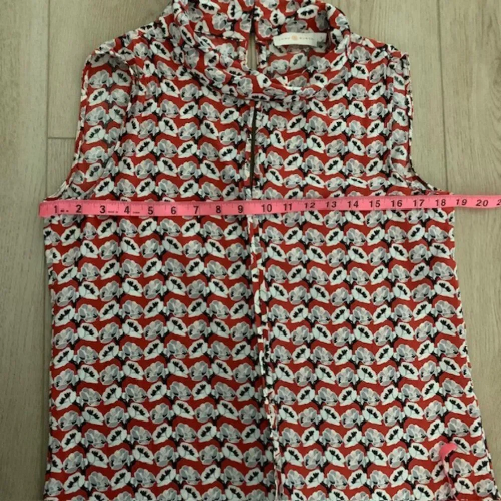 Tory Burch 100% Silk Blouse – Size 6 – Red, White & Black‎ Print